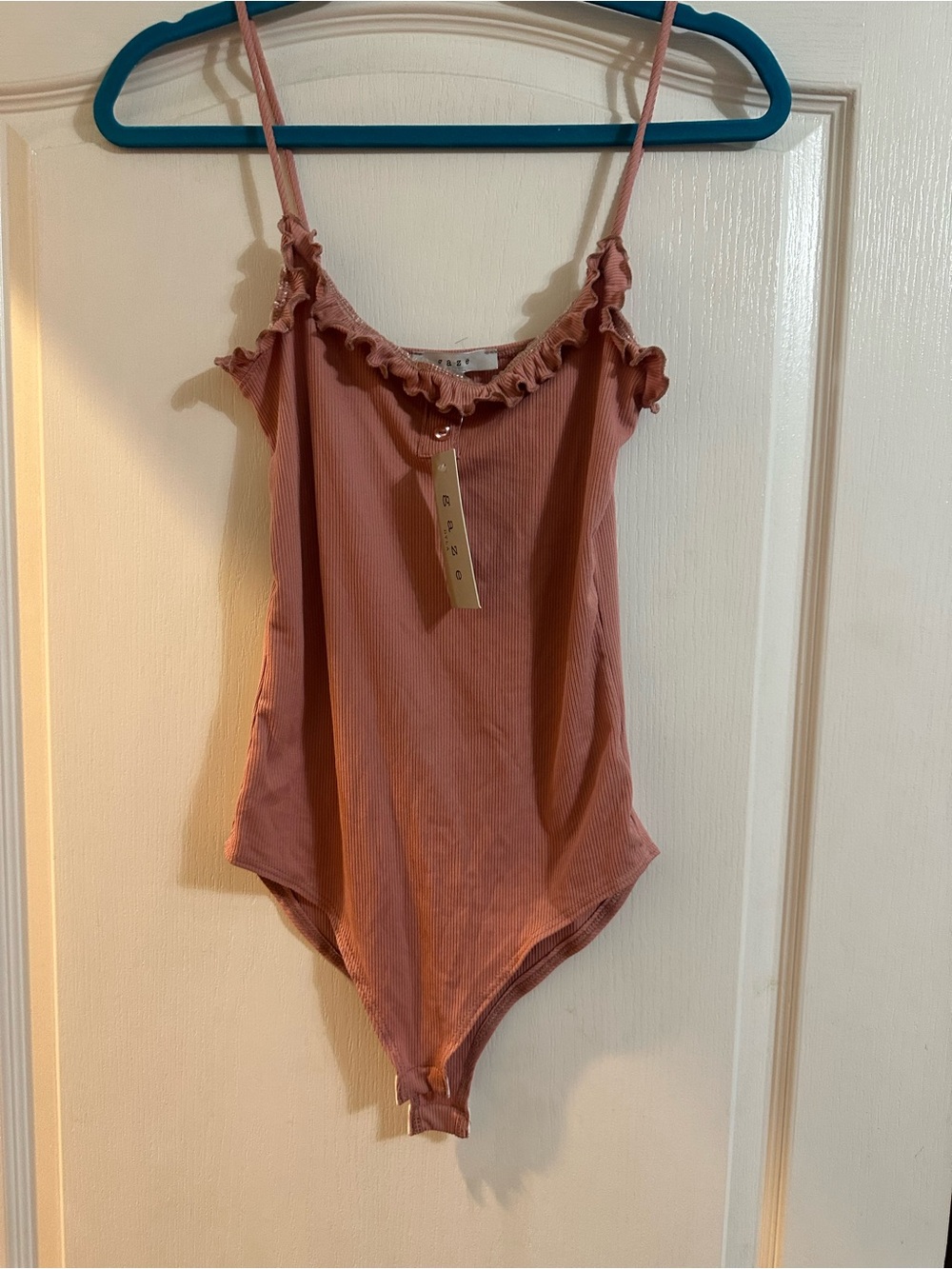 gaze Mauve Pink Ruffle-Trim One-Piece Bodysuit